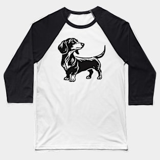 Stick figure dash hound dog in black ink Baseball T-Shirt